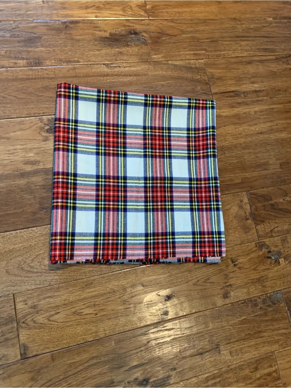 Wool Plaid Material in Red and White